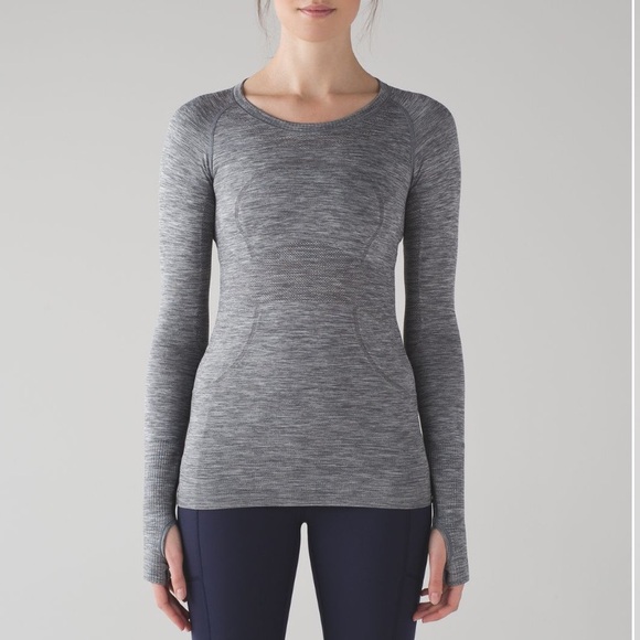 Lululemon Swiftly Tech Long Sleeve Crew Slate/White Sz 6 - Picture 1 of 9